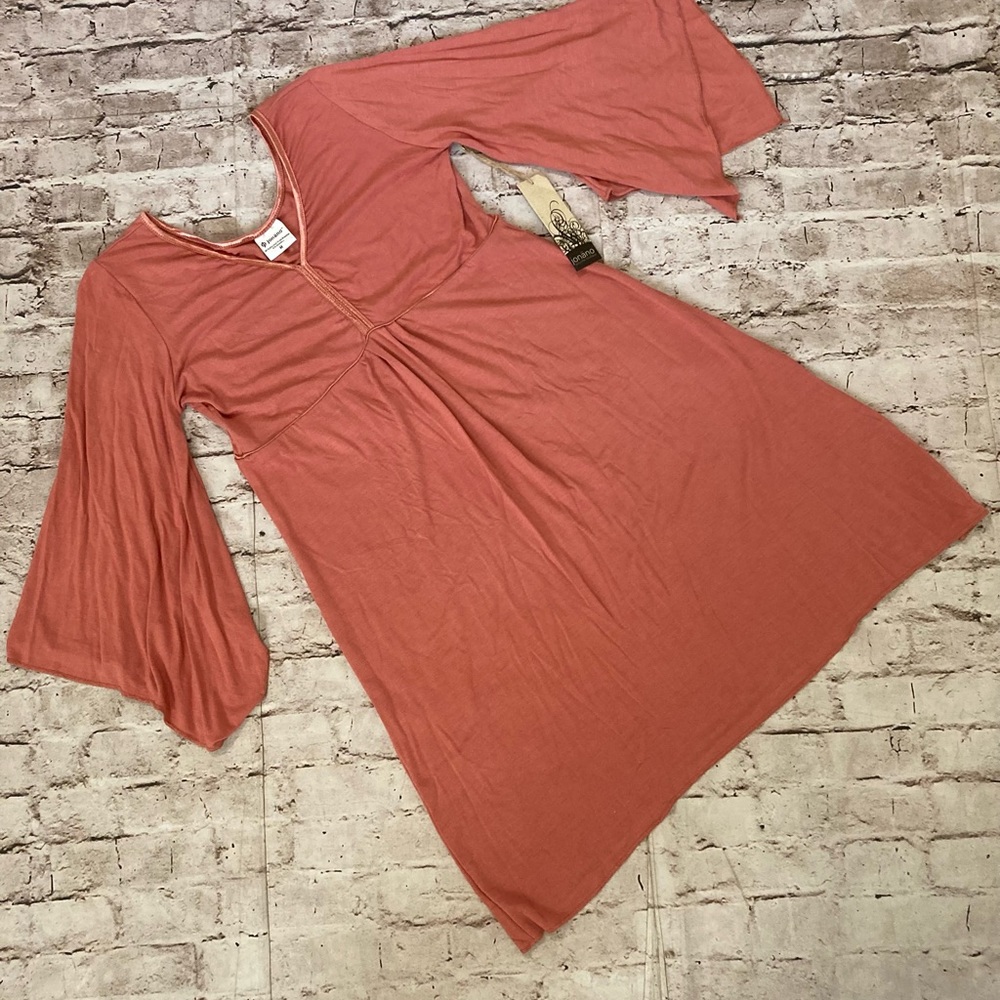 NWT Jonano bamboo Dusty rose 3/4 detailed sleeves dress size M